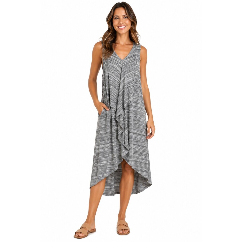 Lane Bryant Gray Heathered High Low Jersey Dress Sleeveless Summer Sz 18/20